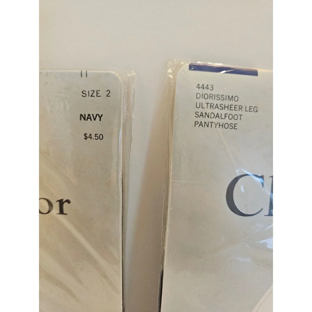 Vintage Christian Dior Diorissimo 4443 Ultrasheer Sandalfoot Pantyhose Navy Sz 2